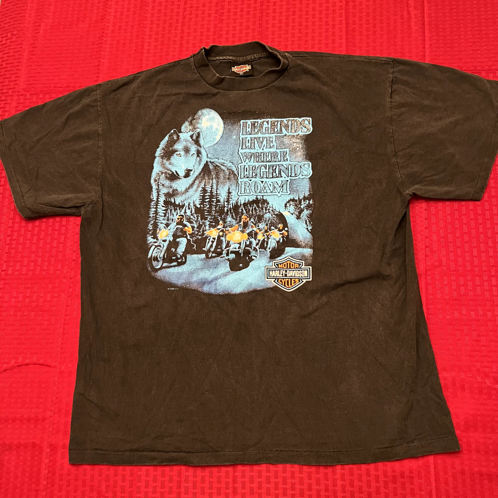 Harley Davidson wolf faded legends woods daddy's modern vintage 90s style shirt